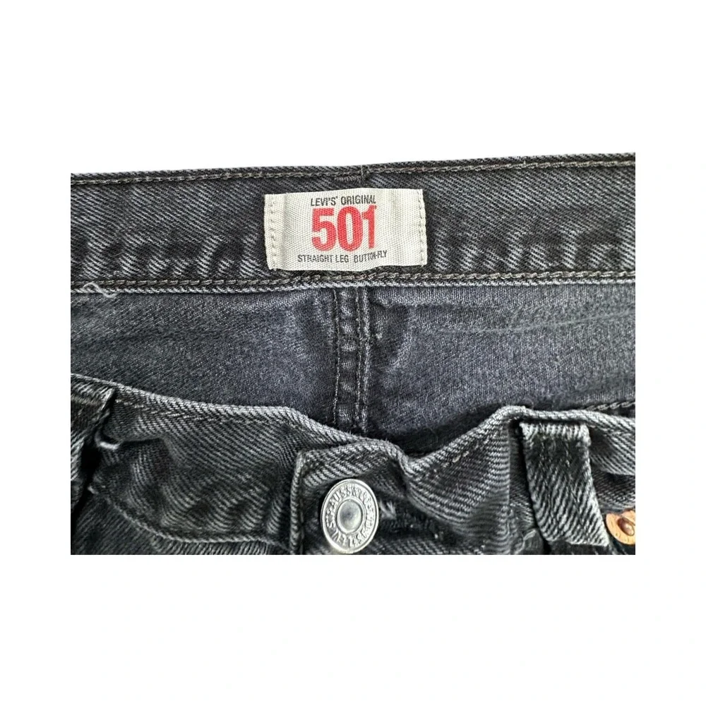 Levi's Jeans Mens 36x29 Black 501 Original Straight Leg Button Fly Denim Pants